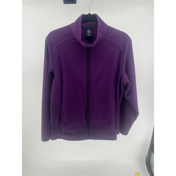 Lands' End Jackets & Blazers - Lands End Womens XL Full Zip Fleece Jacket Purple Mock Neck Soft Warm Coat